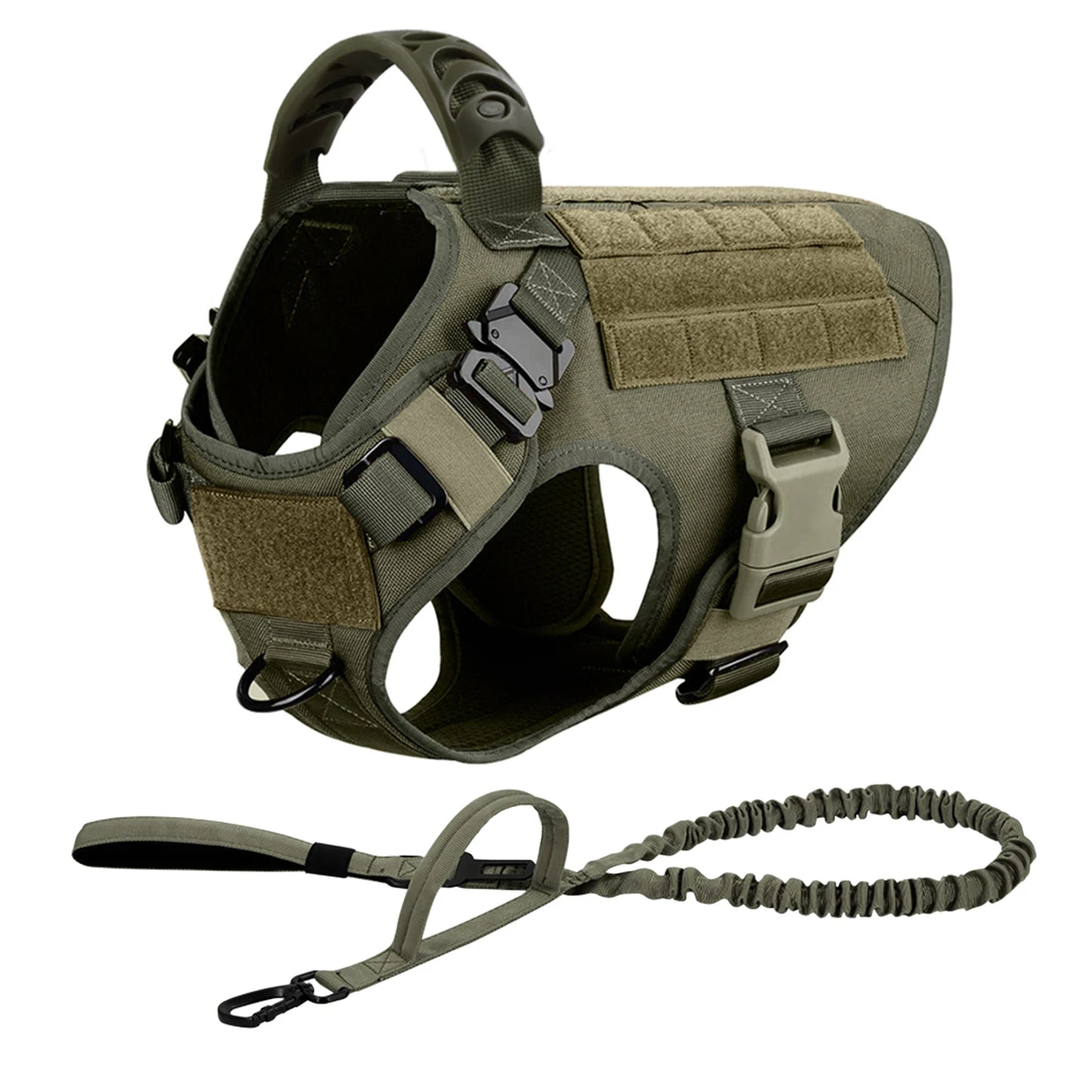 Nylon Tactical Dog Harness Leash Set No Pull Training Military
