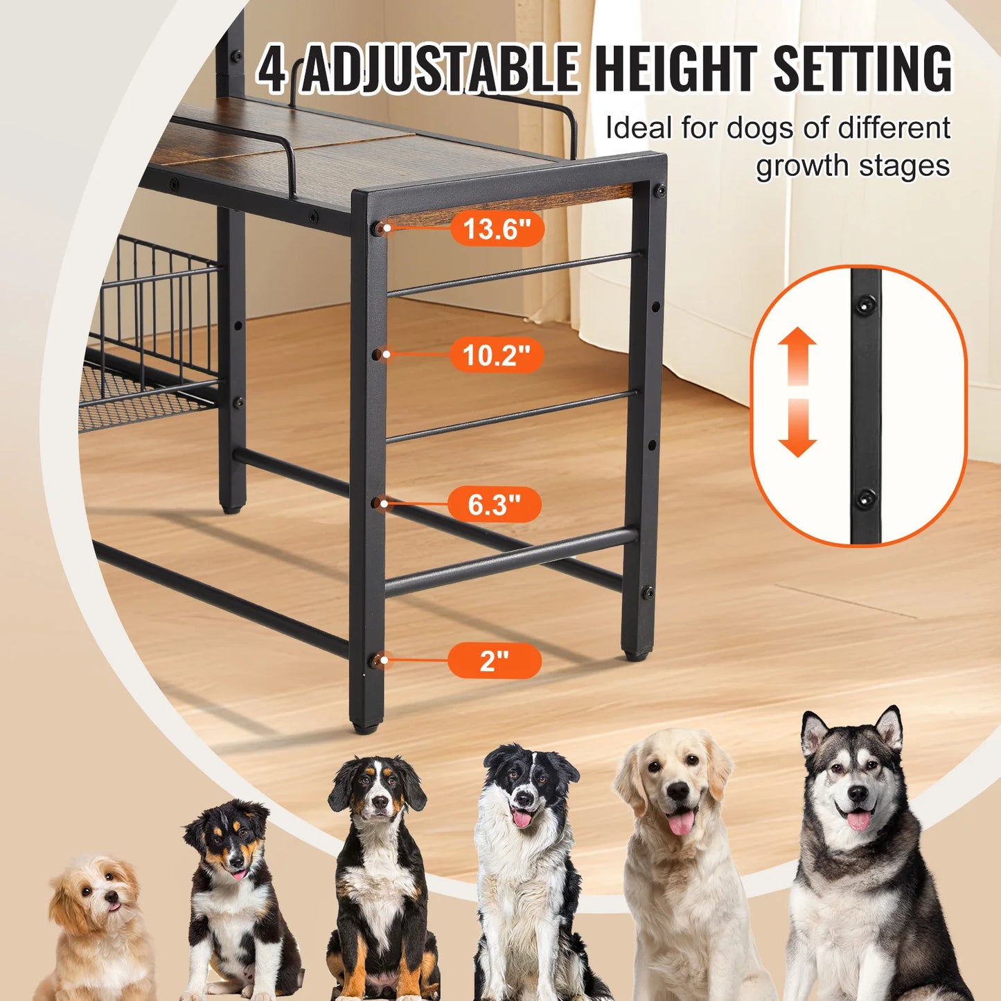 Pet Feeding Station With Storage Elevated Bowls And Shelves