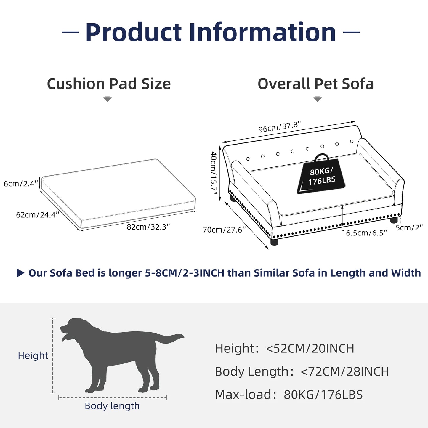 BORWART Heavy Duty Pet Sofa Bed For Dogs And Kittens