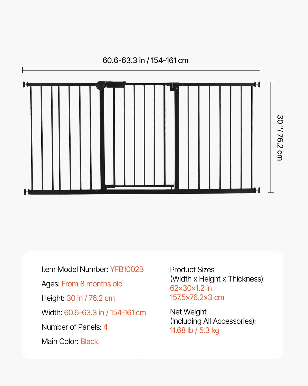 SucceBuy Pressure Mount Baby Gate Walk Thru Child Pet Safety