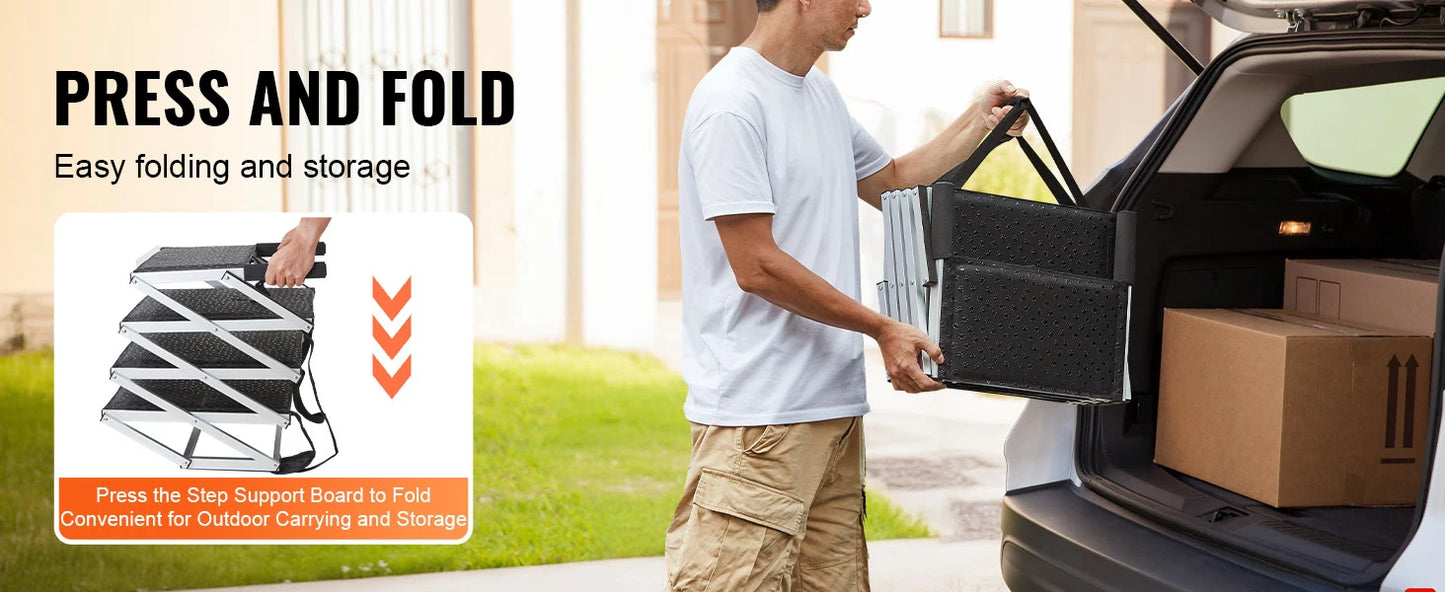 SucceBuy Dog Car Stair Folding Portable Pet Steps For Cars SUV