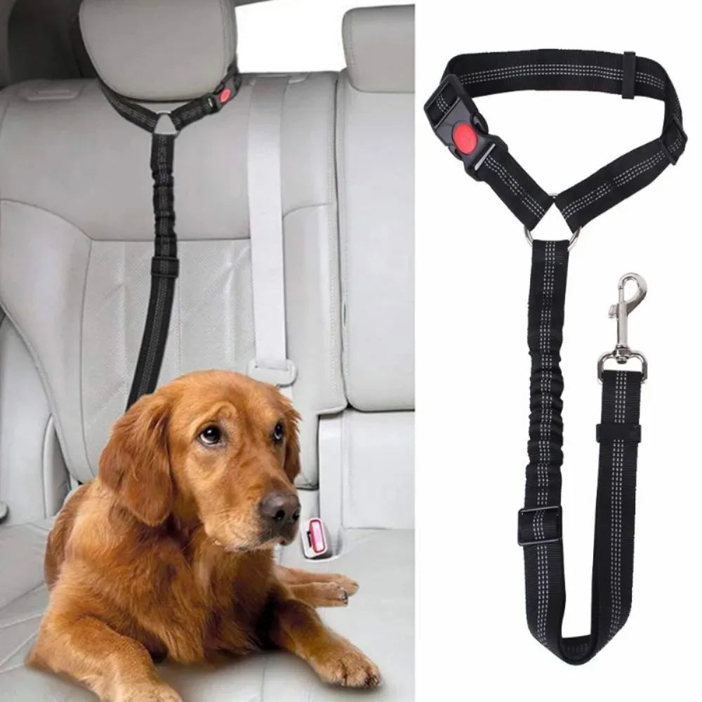 2 In 1 Dog Car Seat Belt Headrest Restraint Reflective
