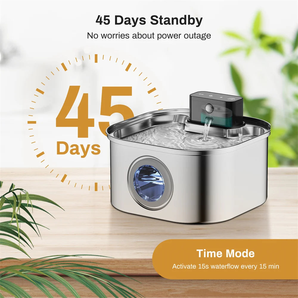 Weomg 3L 5V Rechargeable Stainless Steel Dogs Water Fountain