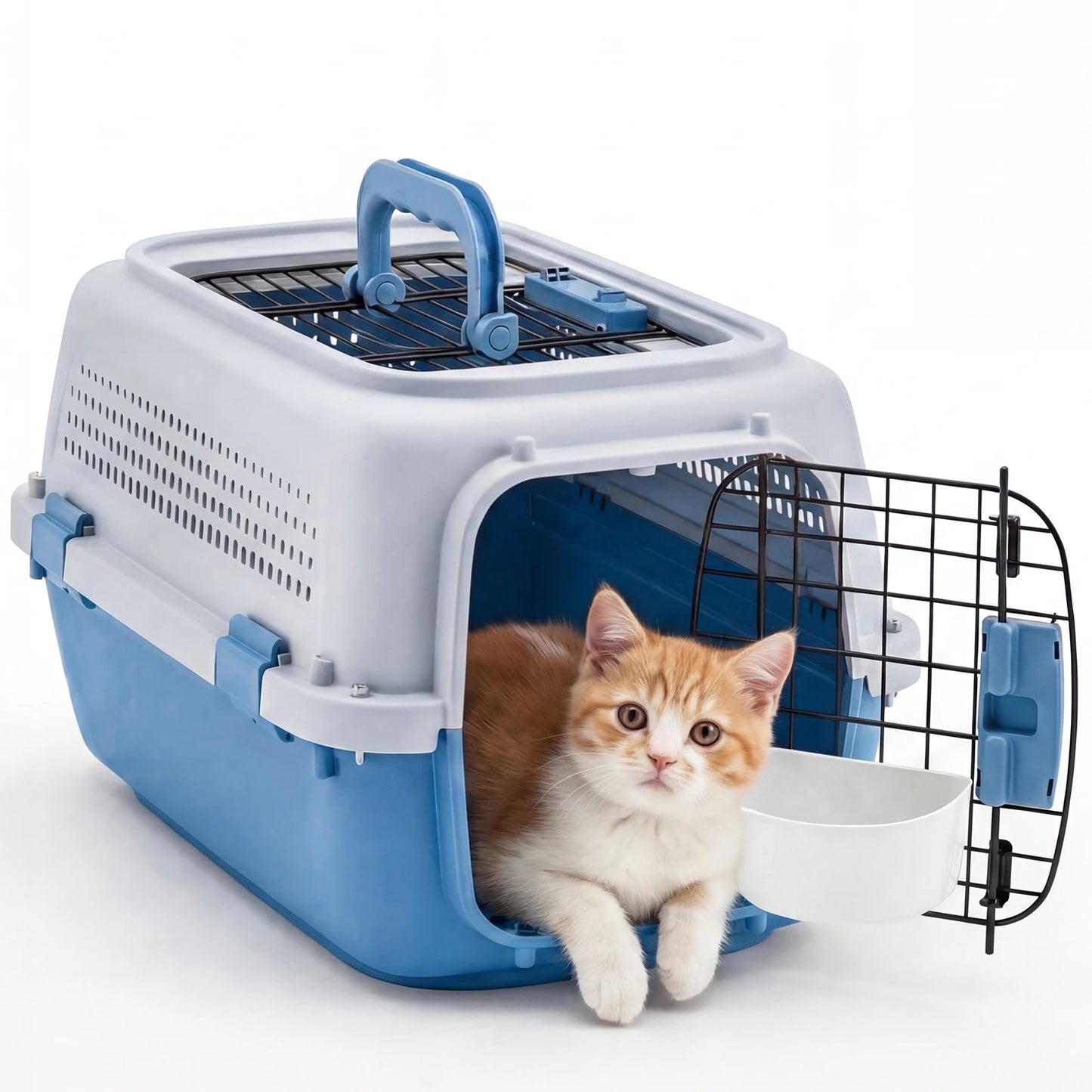 Pet Carrier For Small Dogs And Cats Front Top Load Wire Door Travel Crate