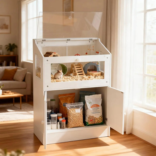 Hmmis Large Acrylic Hamster Cage With Storage Cabinet