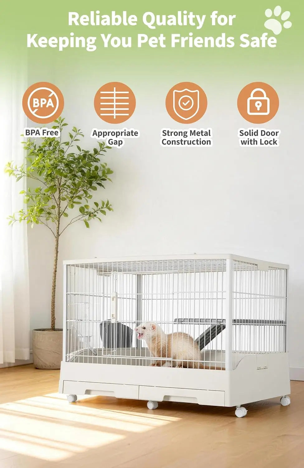 Himiss Spacious Large Rabbit Hutch With Removable Trays