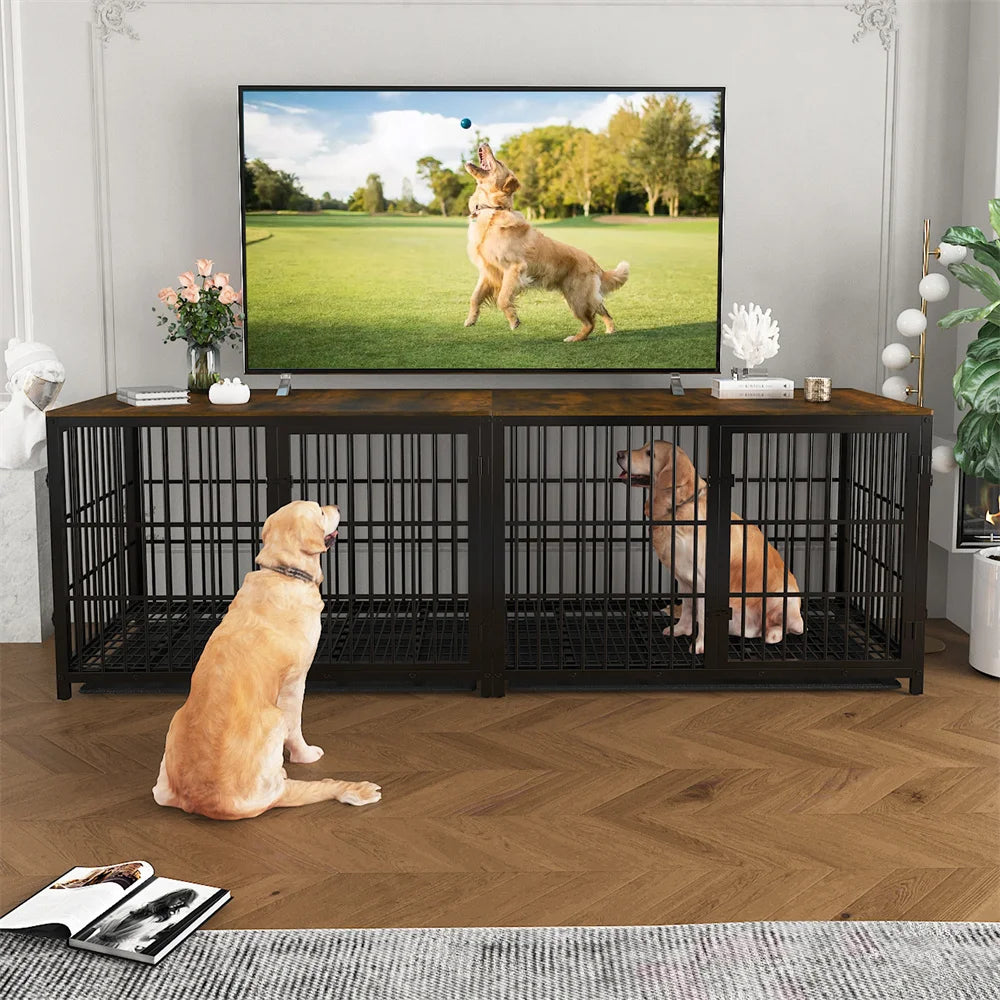 Borwart Wooden Dog Crate Furniture Style Elevated Pet Cage