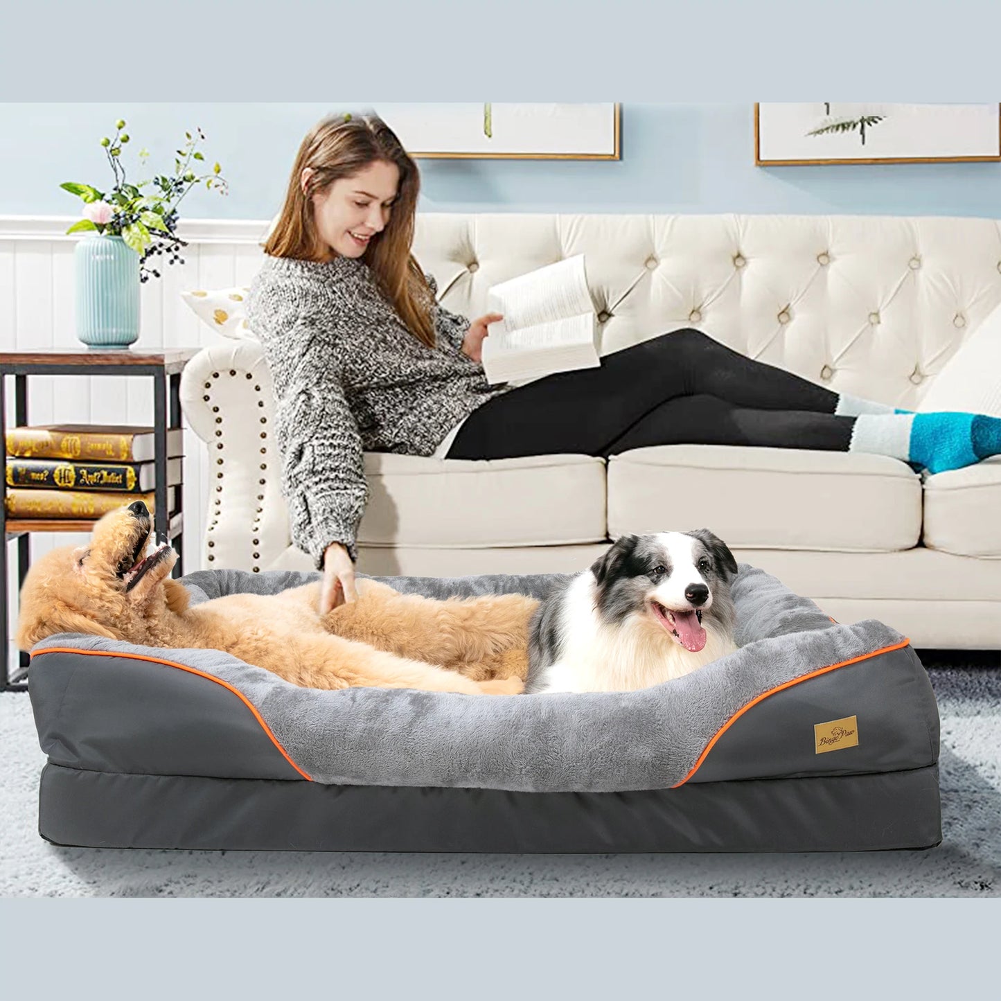 BINGOPAW Anti Allergy Warm Fleece Dog Bed With Washable Cover