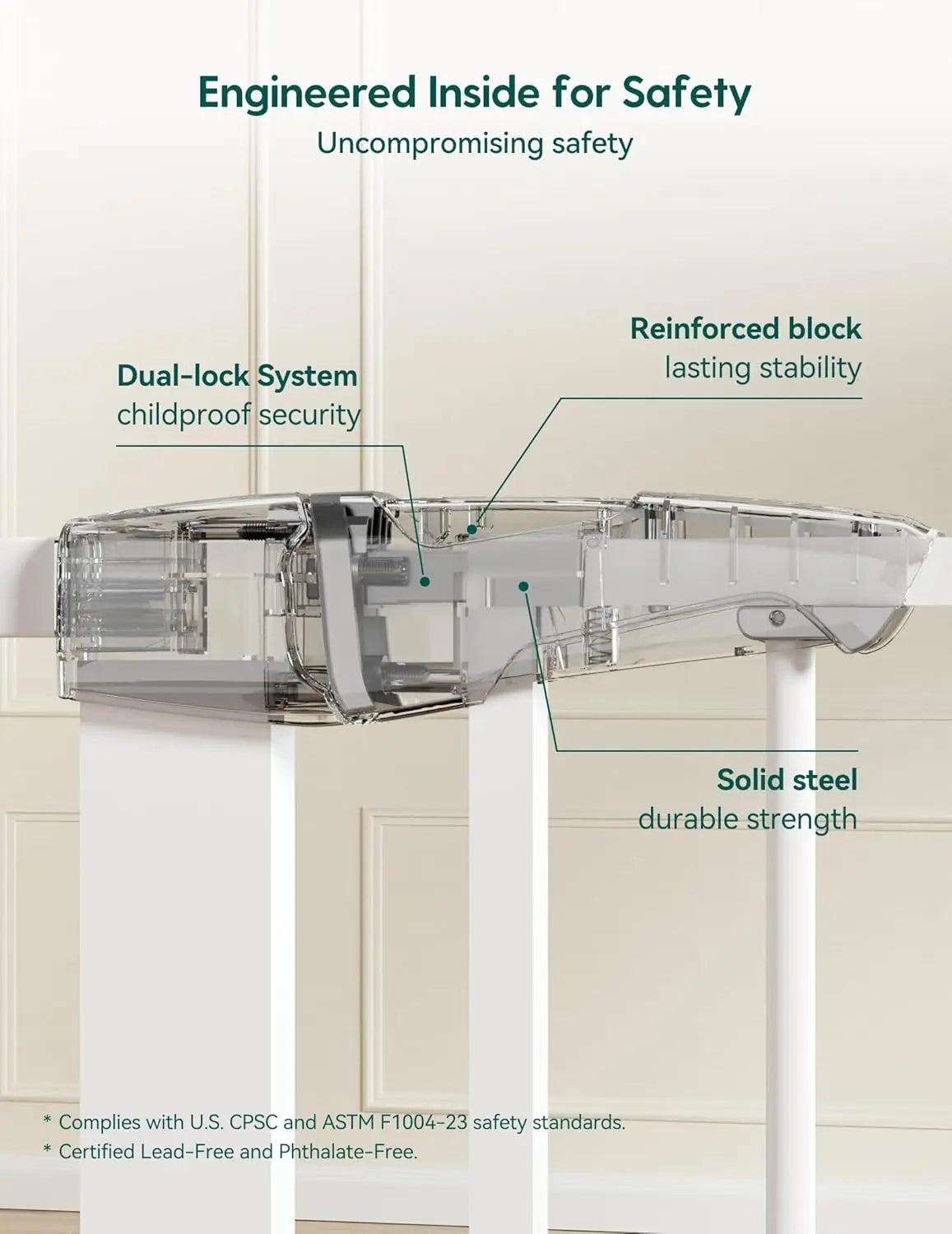 Auto Close Pressure Mounted Safety Gate For Stairs And Doorways