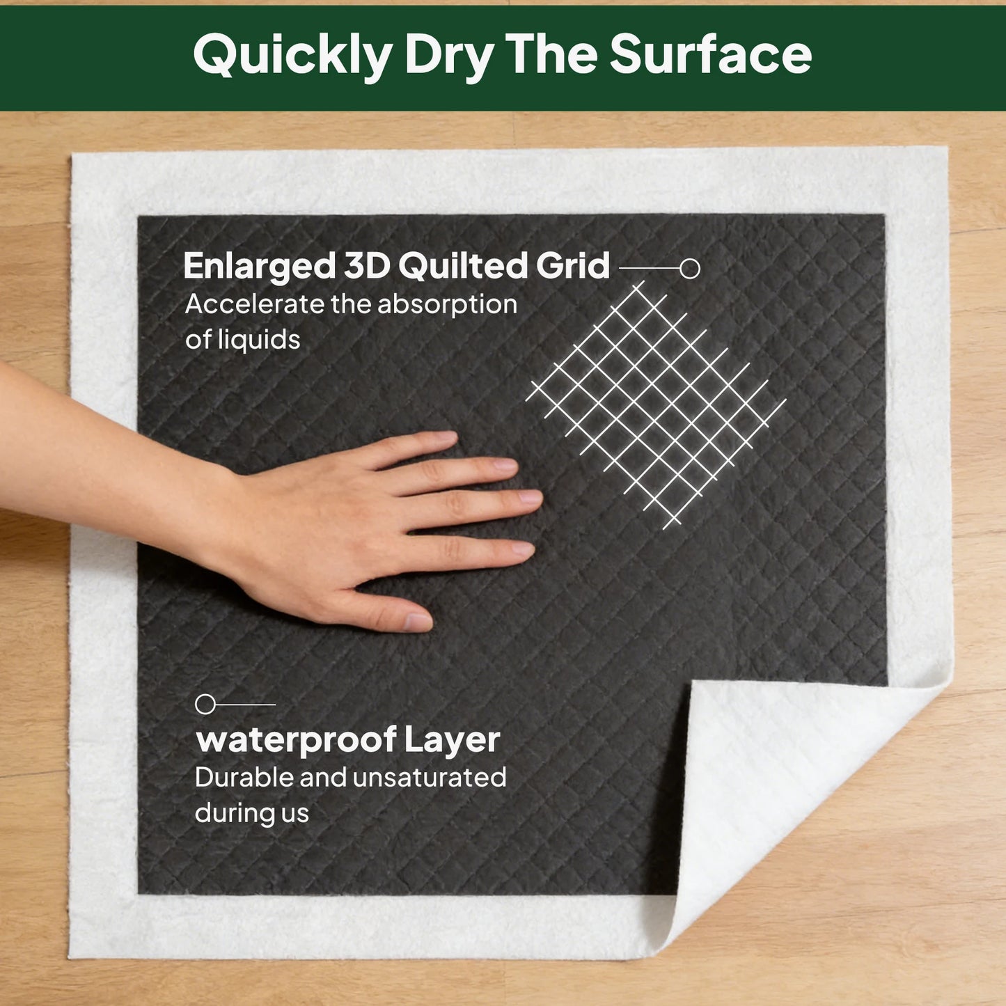 50pc Activated Bamboo Charcoal Disposable Pet Underpads