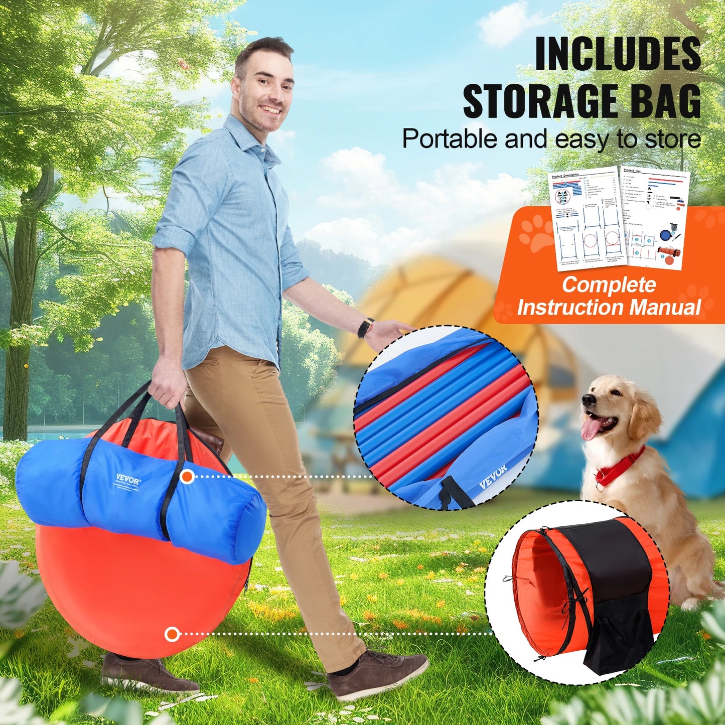 SucceBuy 5-Piece Adjustable Dog Agility Training Equipment Set