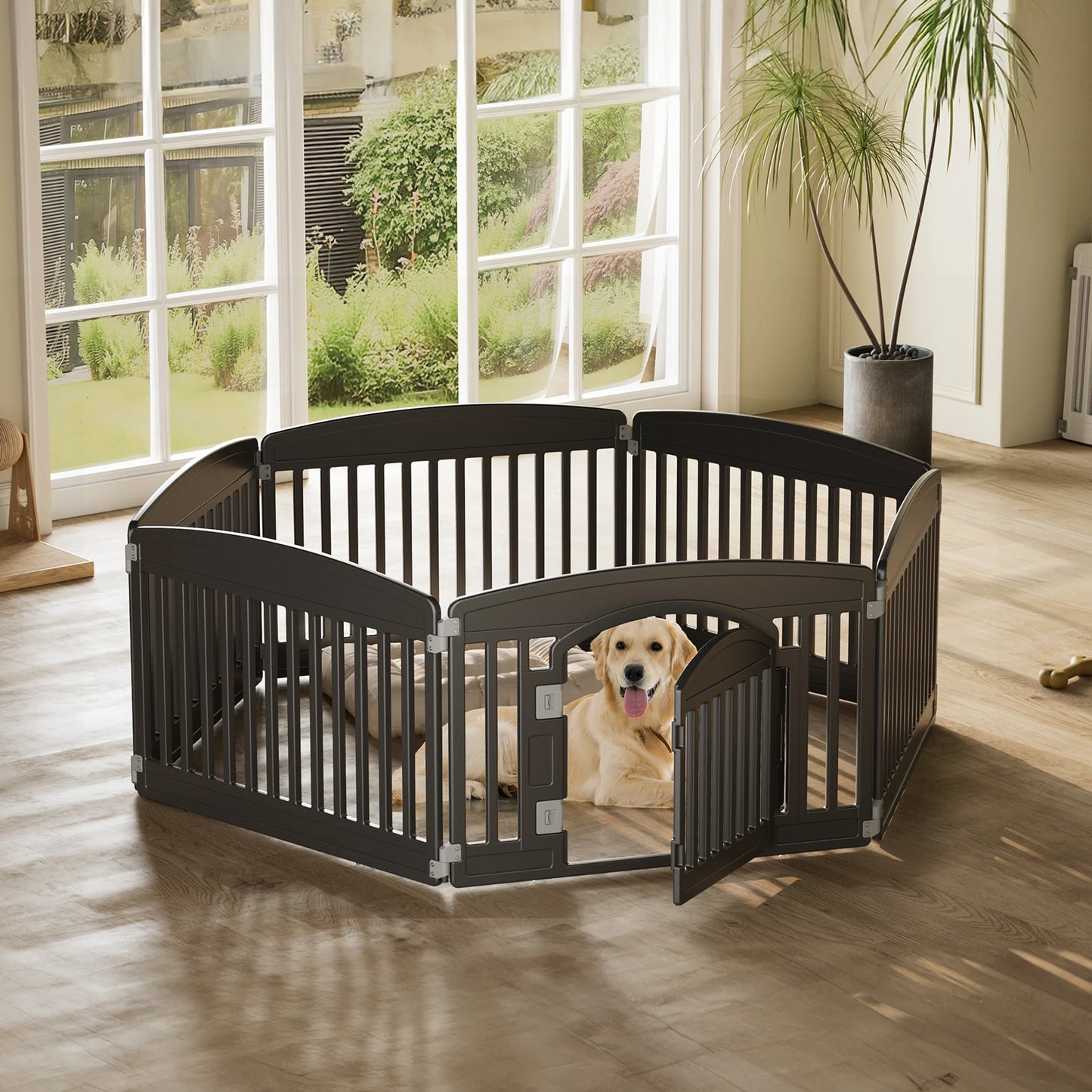 JHK Plastic Dog Playpen Expandable Fence For Medium Dogs Indoor