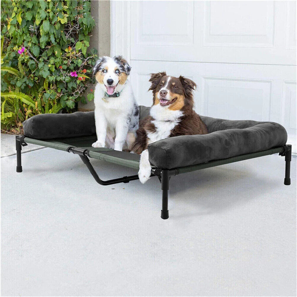 BORWART CN Outdoor Raised Dog Bed With Cooling Breathable Mat And Plush Mat