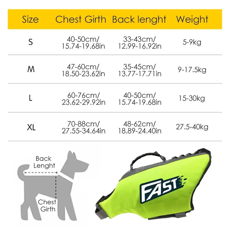 Dog Life Jacket Reflective Adjustable Swimming Vest
