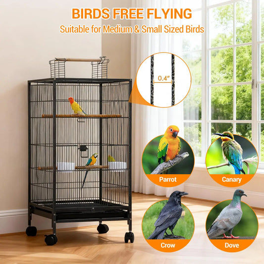 Studyset Small Bird Cage With Top Stand And Wheels