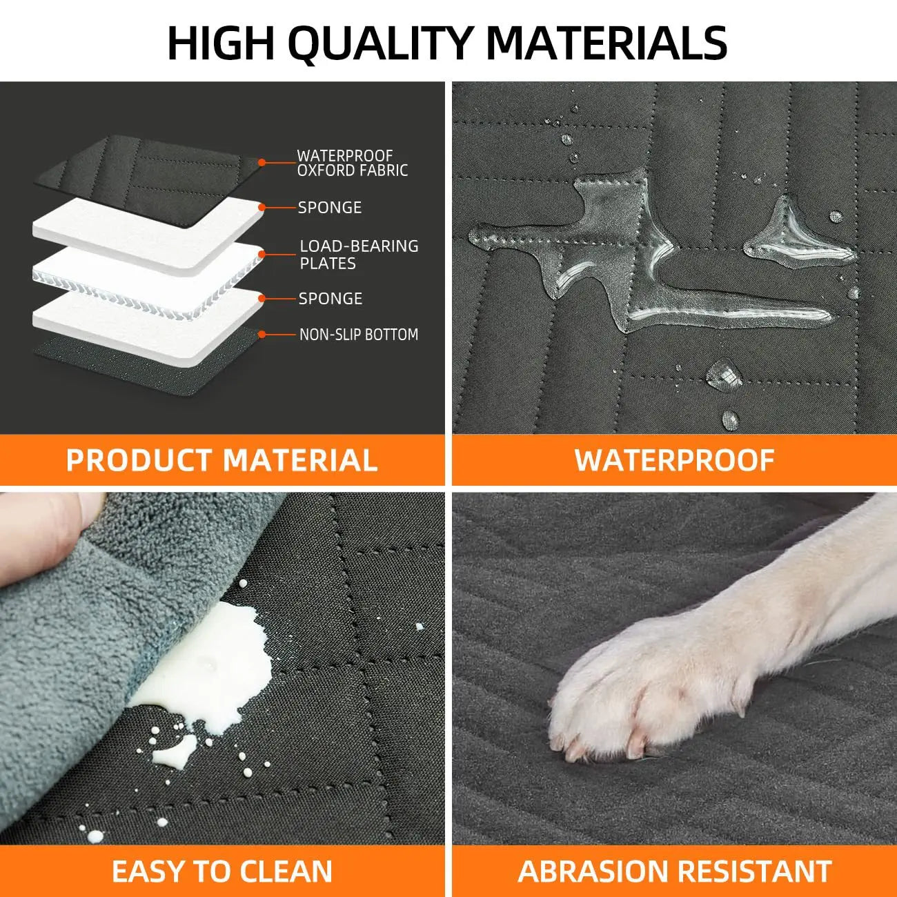 Waterproof Nylon Back Seat Pet Cover With Safety Belt