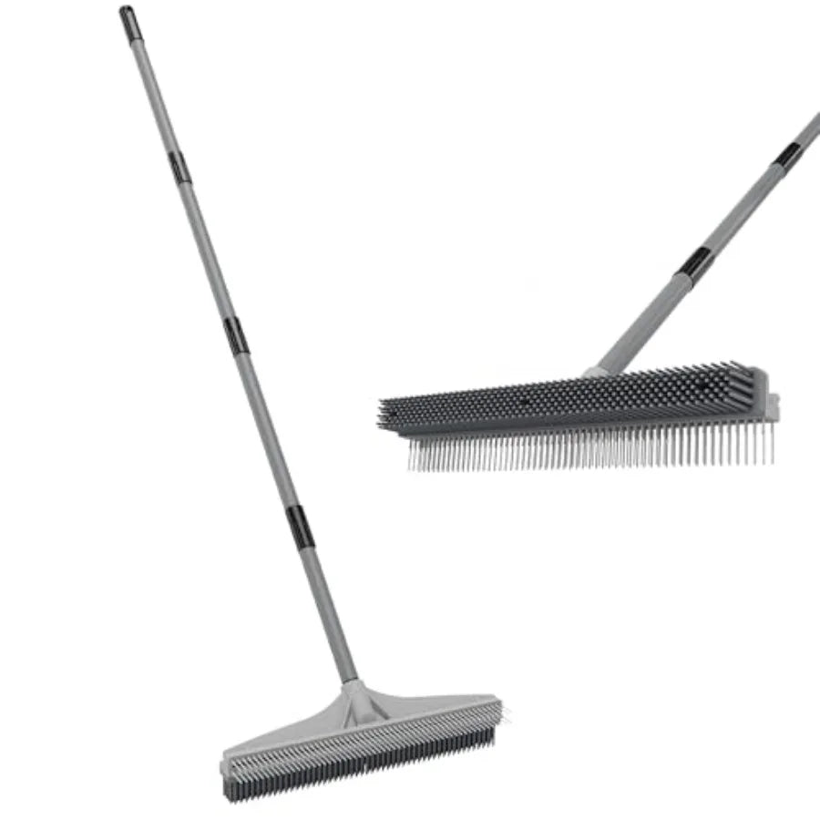 Adjustable Long Handle 2 In 1 Pet Hair Carpet Rake Brush