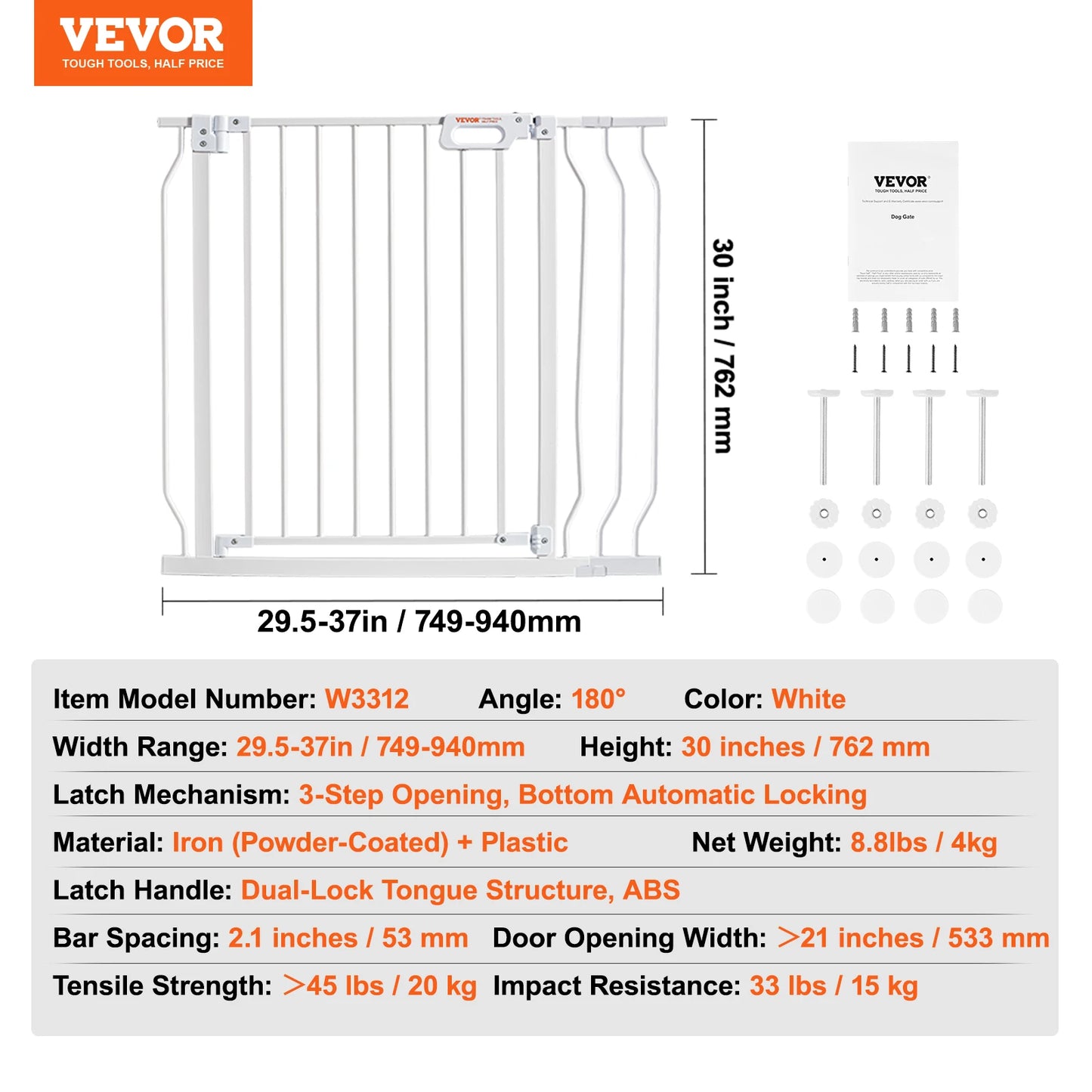 SucceBuy Pressure Mount Baby Gate Walk Through Doorway Child Safety