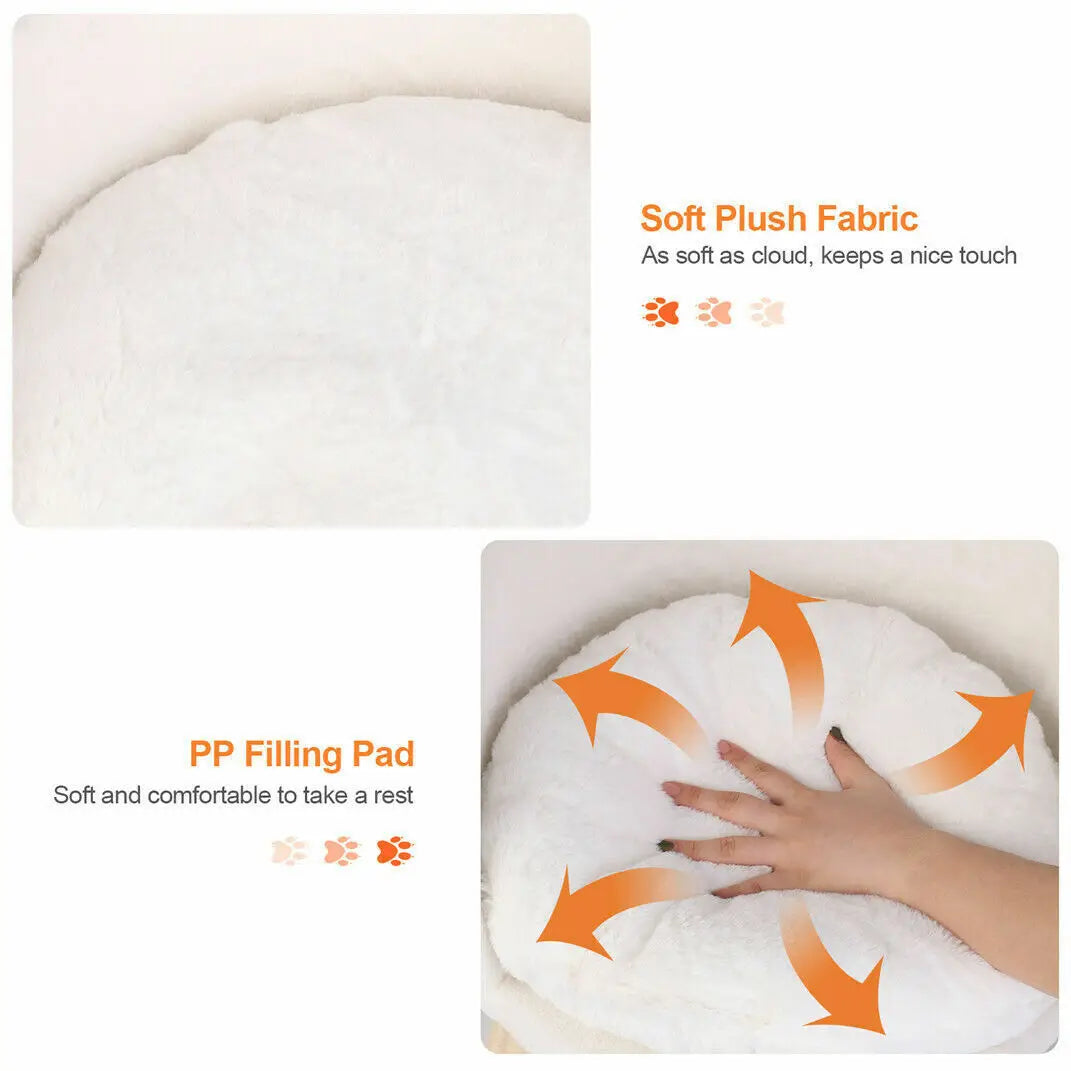 Lux Soft Cat Bed Plush Fabric Nesting Bed With Cushion