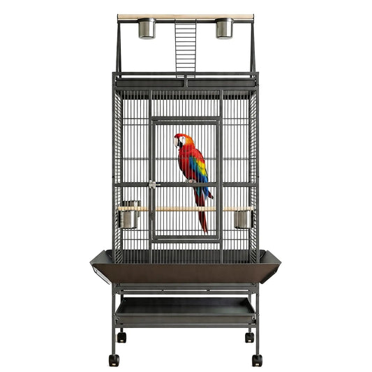 HiMiss 69 Inch Extra Large Parrot Bird Cage With Play Top And Rolling Stand