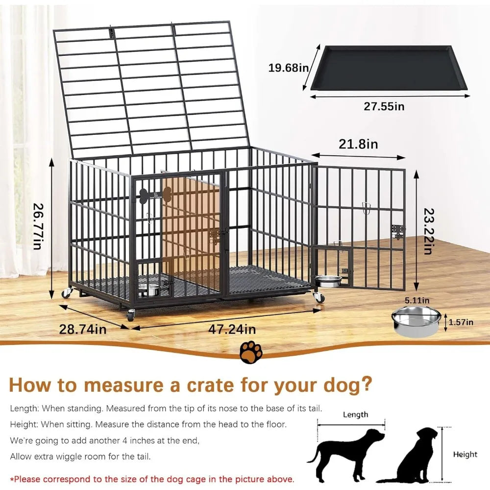 Heavy Duty Metal Dog Crate Indoor Kennel For Medium And Large Dogs