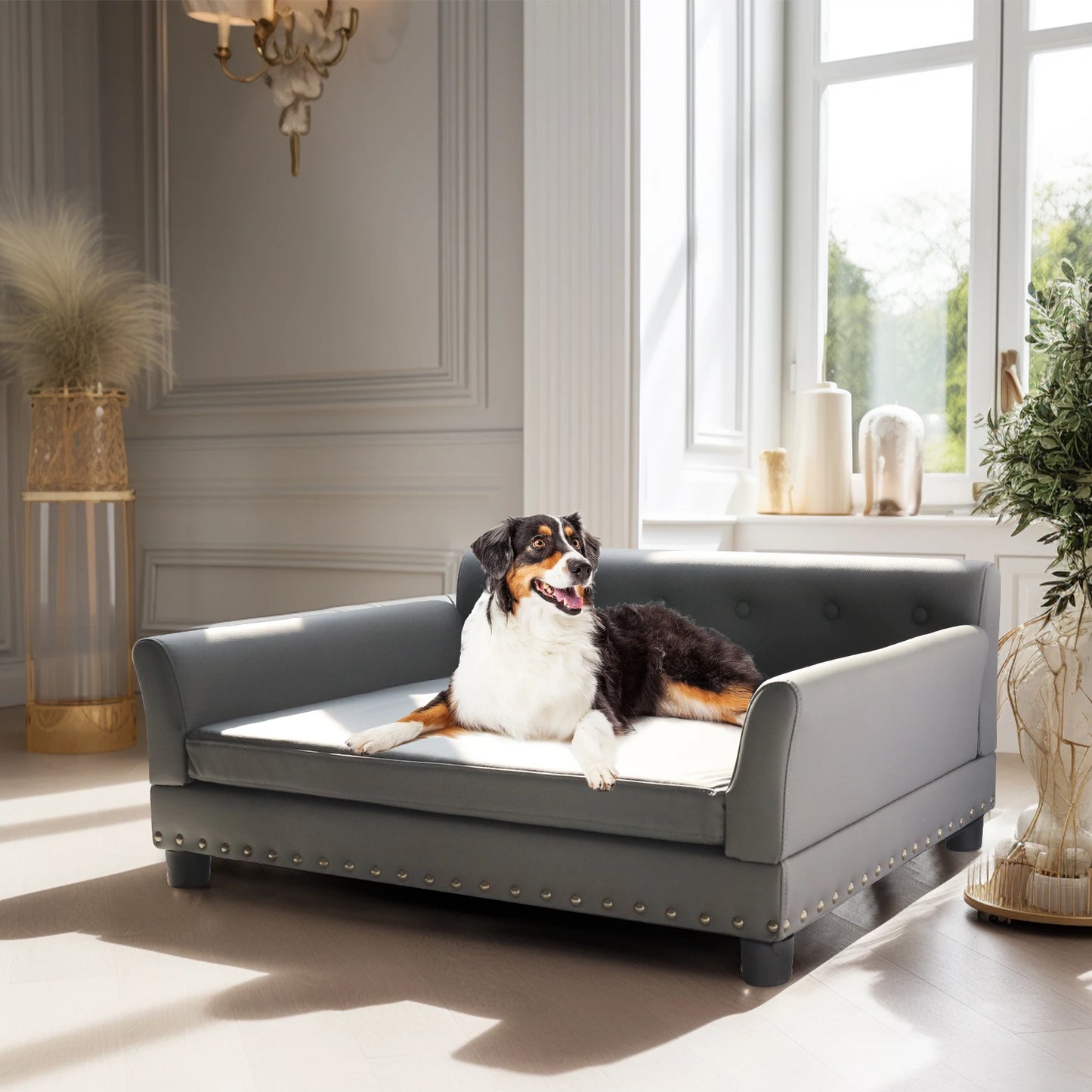 Bingopaw Elevated Microfiber Leather Sofa Bed