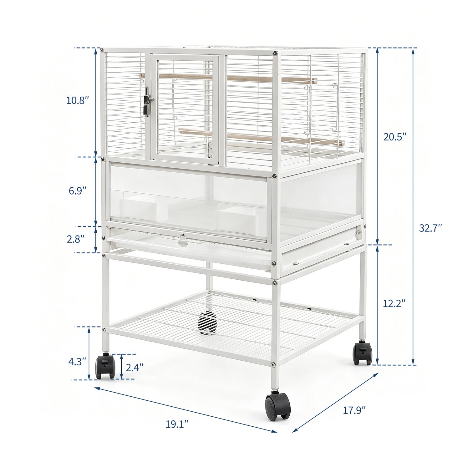 Himiss 32 Inch White Bird Cage With Stand And Travel Base