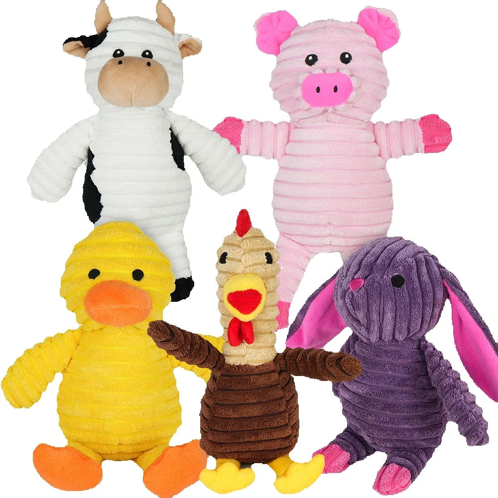 5 Pack Plush Squeaky Dog Toys Variety Bundle