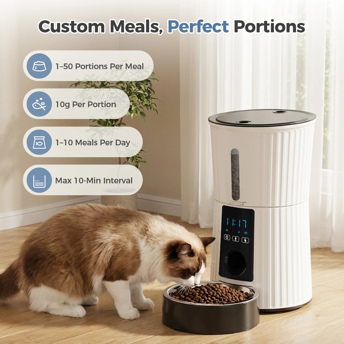 Automatic Cat Feeder With App Control And Timed Dispenser