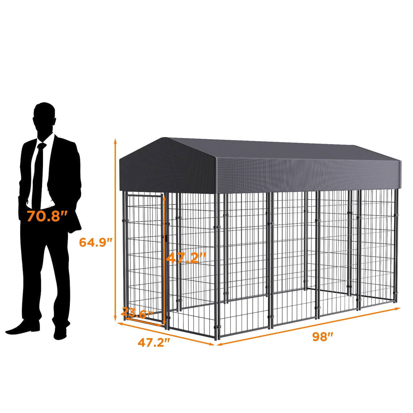 BINGOPAW Heavy Duty Outdoor Dog Kennel Welded Wire UV Cover