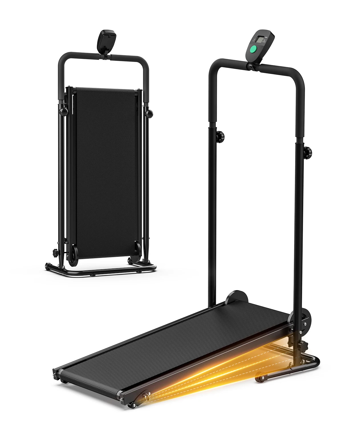 AKLUER Non Electric Treadmill With Dual Flywheels And LCD Monitor