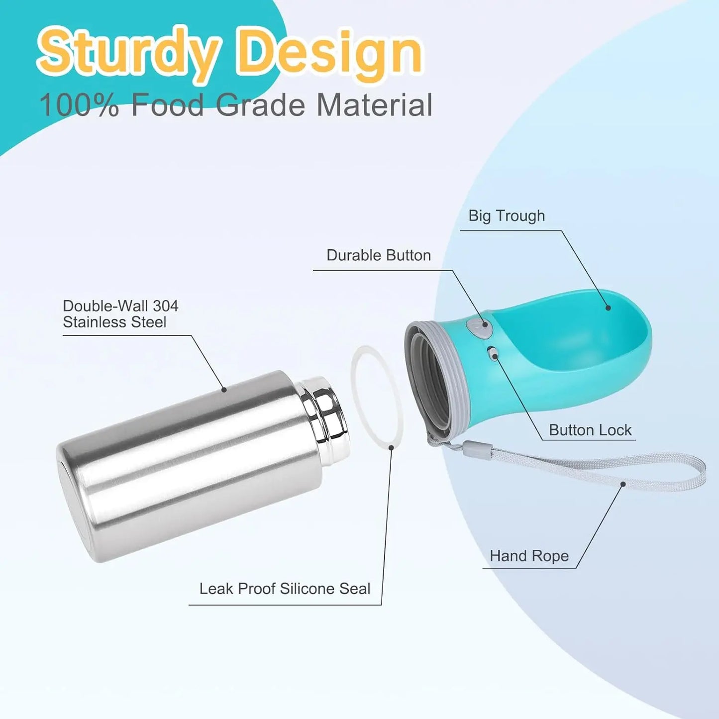 Leak Proof Portable Dog Water Bottle For Travel Dispenser