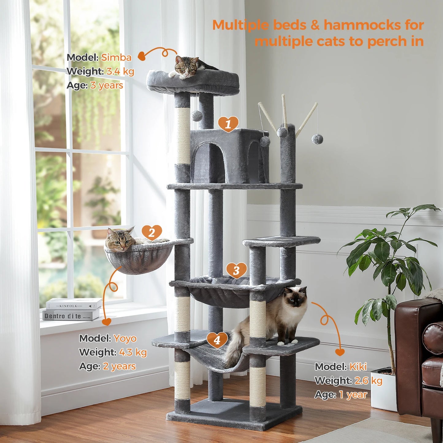 Pawz Road Large Multi Level Plush Cat Tree Tower