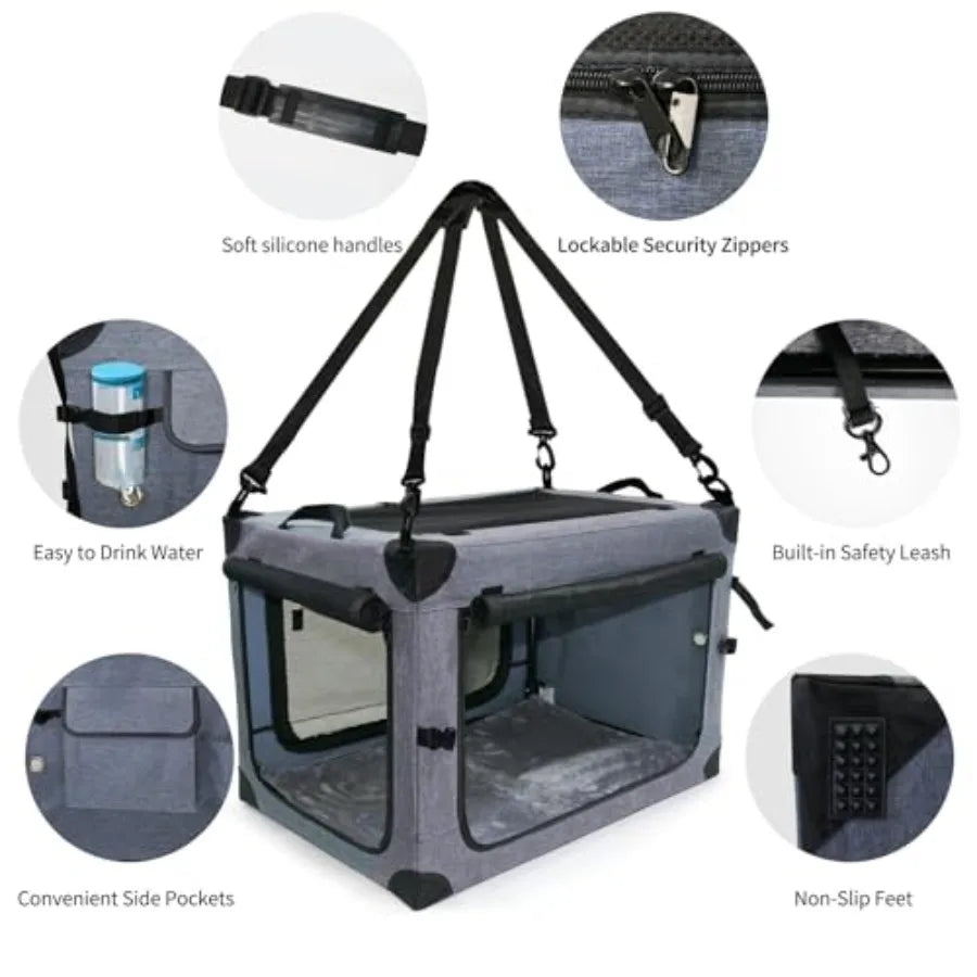 Collapsible Soft Sided Travel Dog Carrier Indoor Outdoor