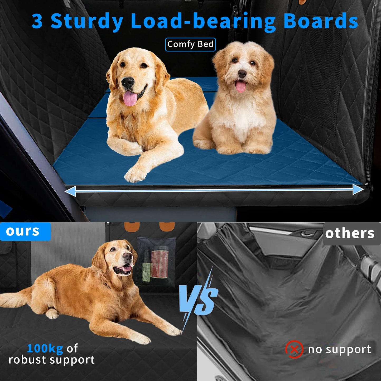 Borwart Waterproof Back Seat Extender Dog Car Cover With Storage