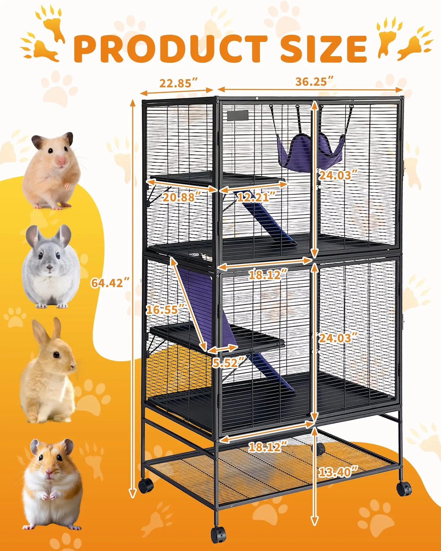 HiMISS Metal Small Animal Cage With Ramp And Multi Level