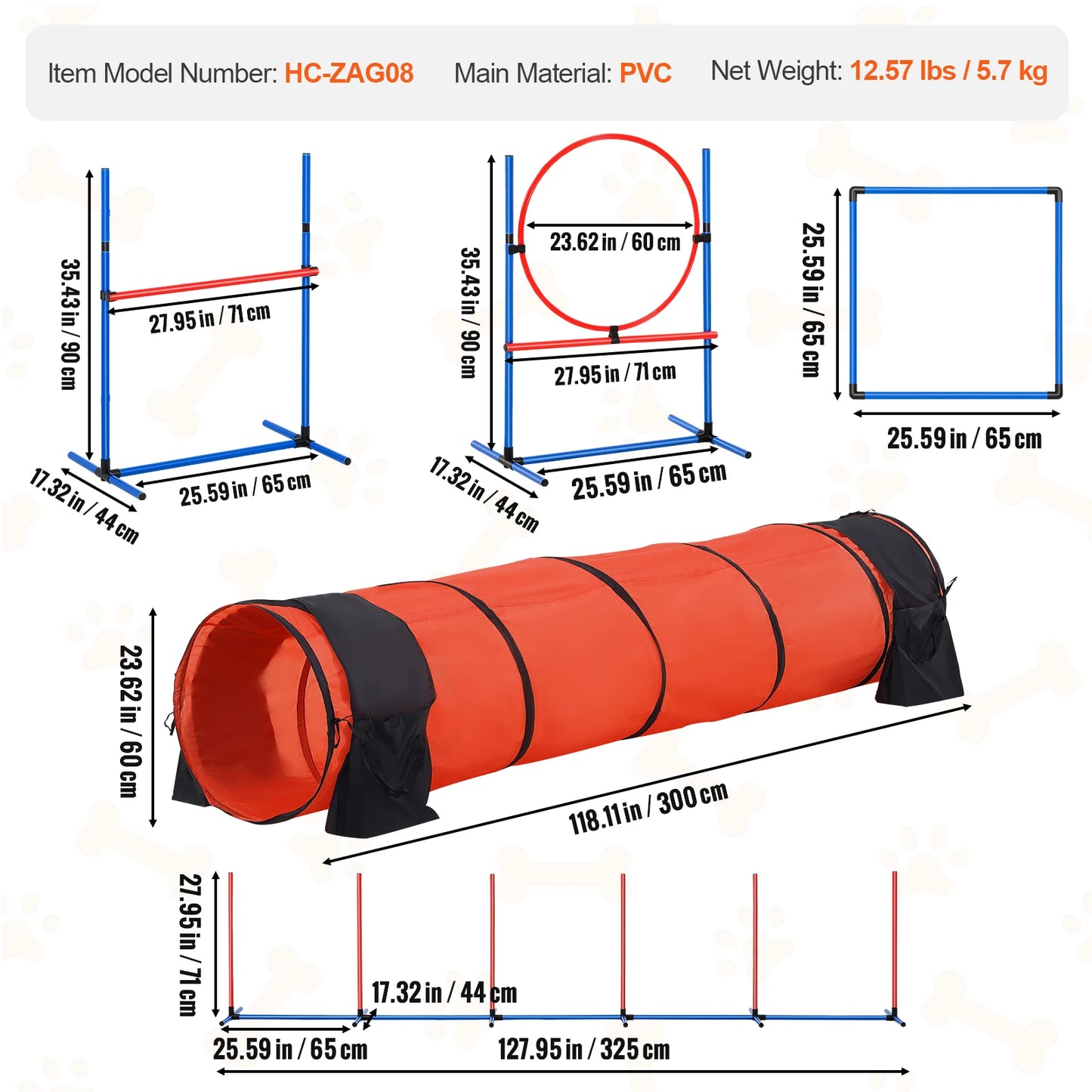 SucceBuy 5-Piece Adjustable Dog Agility Training Equipment Set