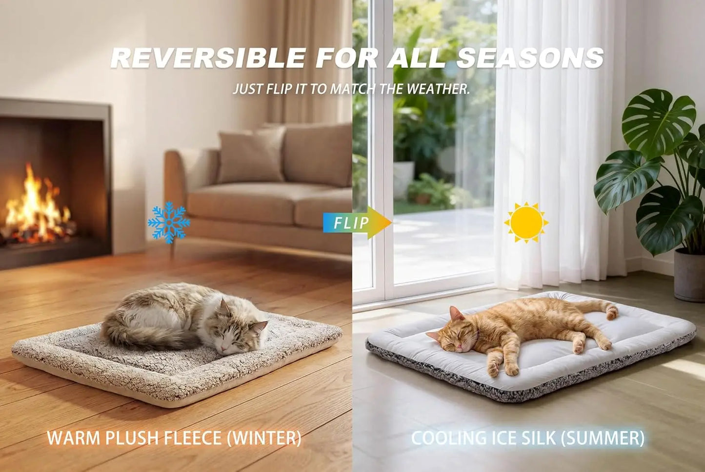 Reversible Cat Cooling And Warming Bed Mat