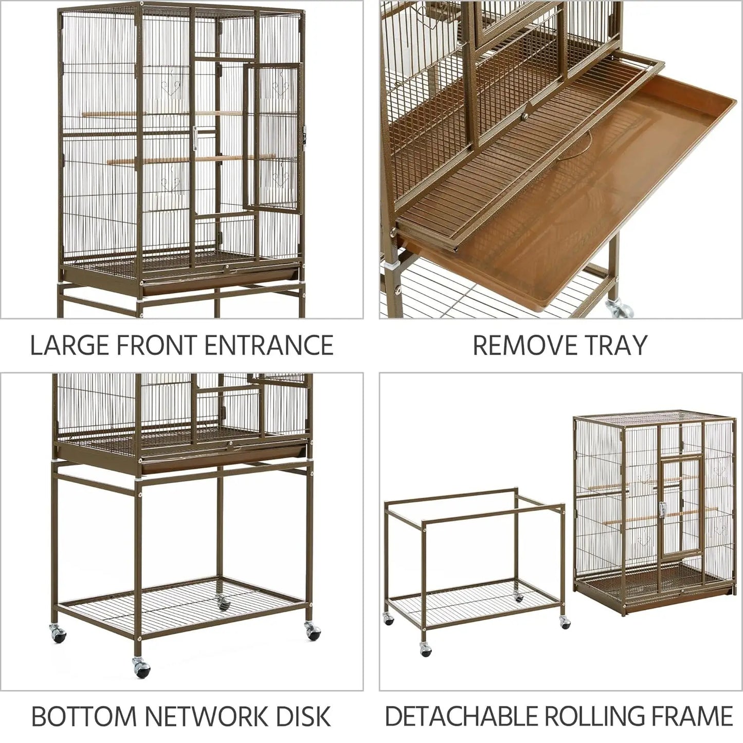 Wrought Iron Standing Parrot Cage With Stand For Small Birds