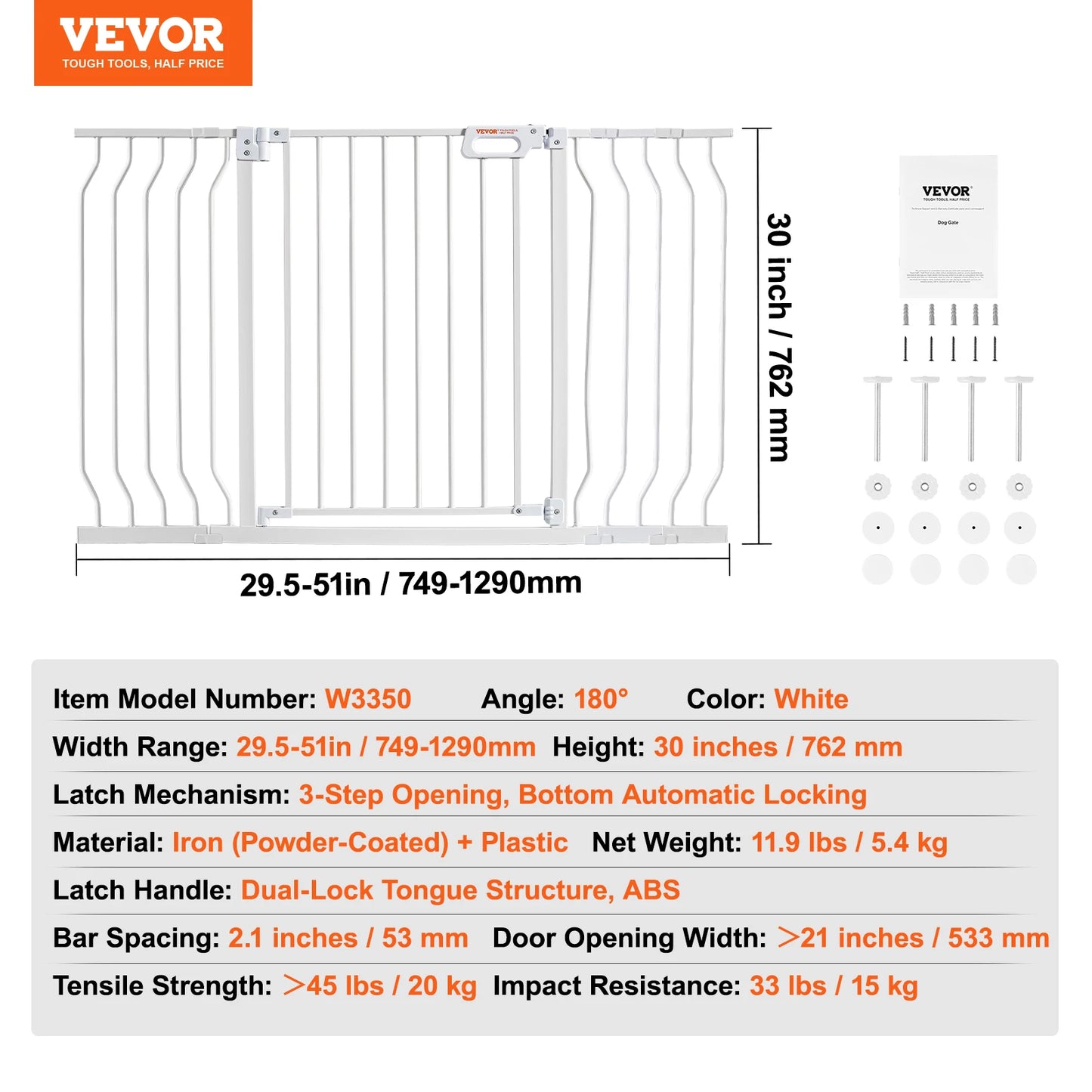 SucceBuy Baby Gate Pressure Mounted Walk Through Pet Safety Gate