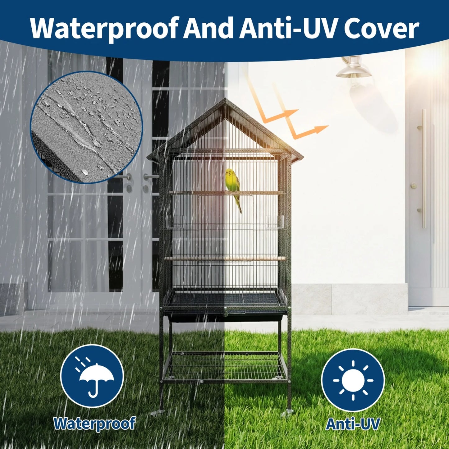 Himiss 50 Inch Parakeet Bird Cage With Stand And Roof