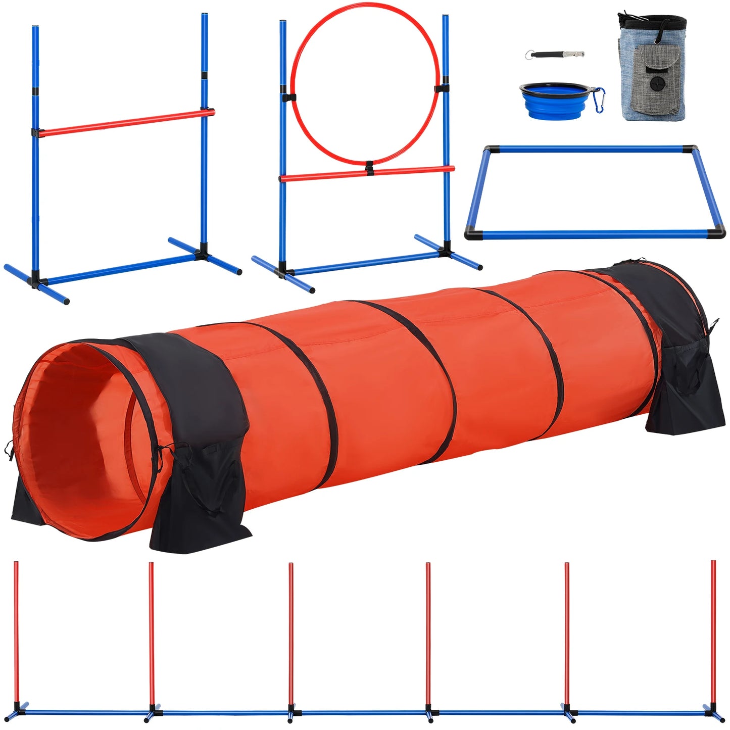 SucceBuy 5-Piece Adjustable Dog Agility Training Equipment Set