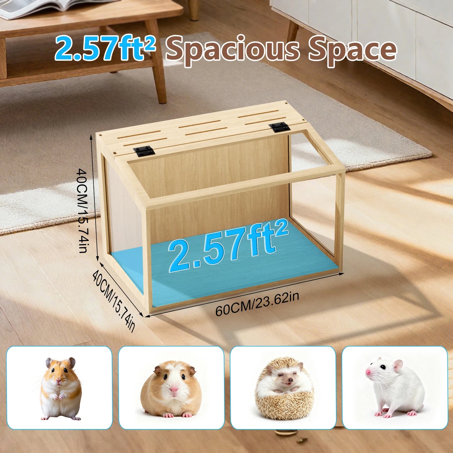 Bingopaw Large Wooden Hamster Cage With LED Light