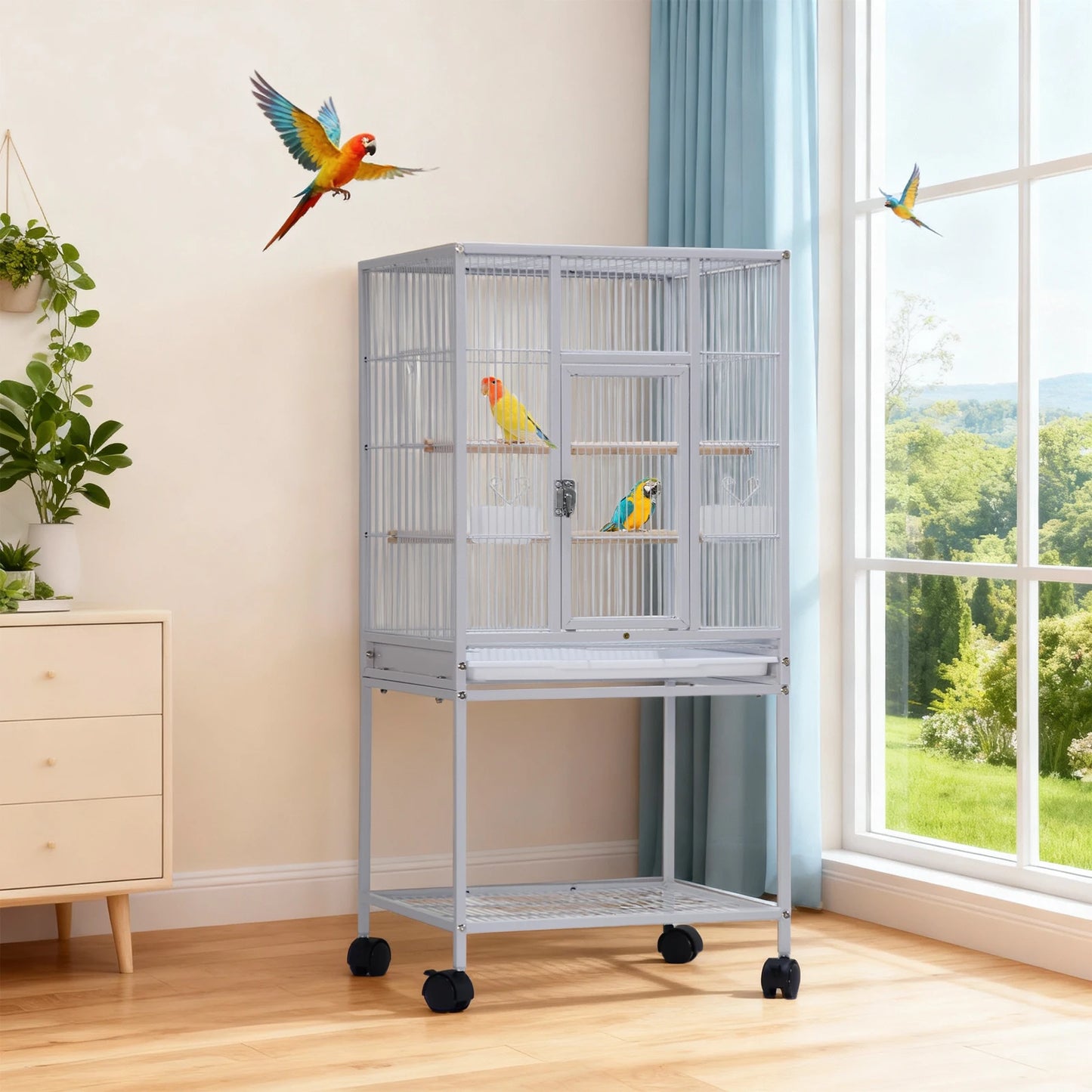 Small Animal Cage 53.5 Inch Metal With Wheels