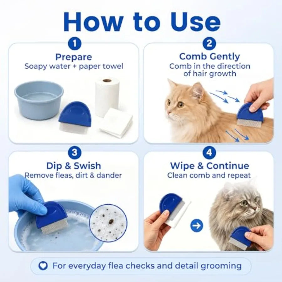 Prime Pets Flea Comb for Dogs and Cats Stainless Steel Grooming