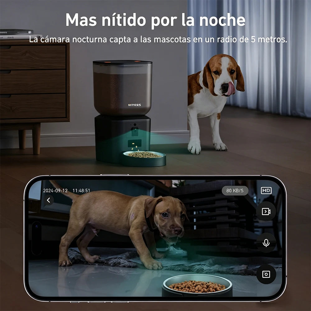 Nityers Automatic Cat Feeder With 1080p Camera Night Vision WiFi
