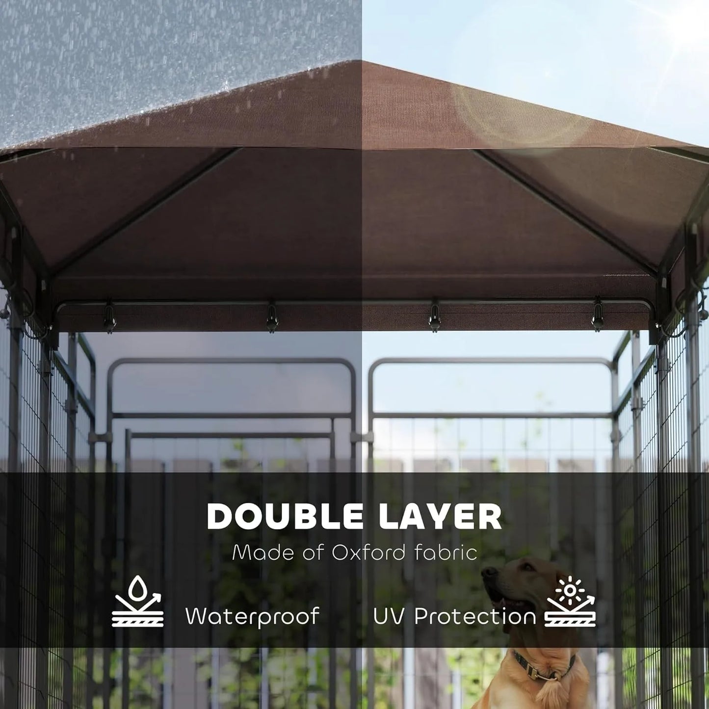 XIUWO Waterproof Outdoor Dog Kennel With Chain Link Fence Lock