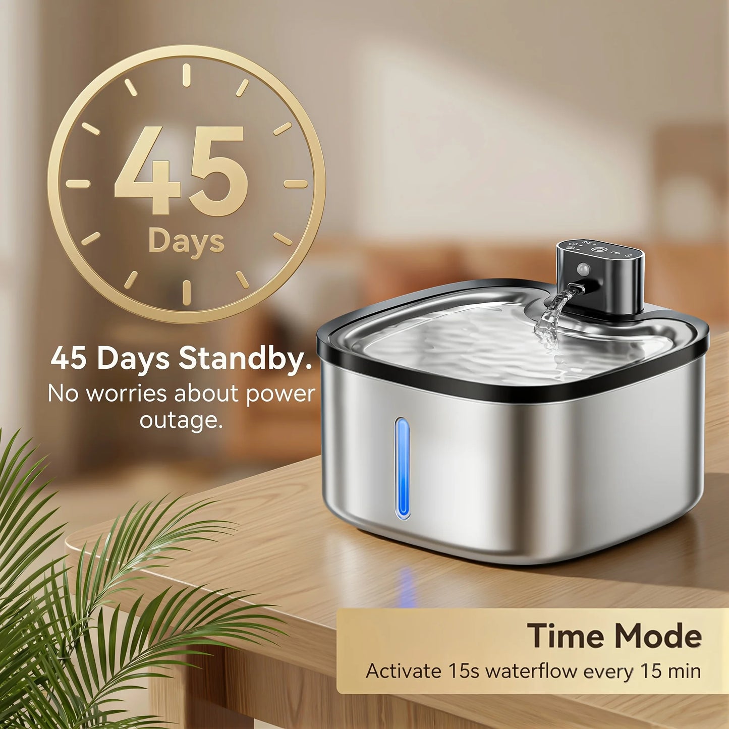 Eramong 3.5L Stainless Steel Wireless Smart Cat Water Fountain