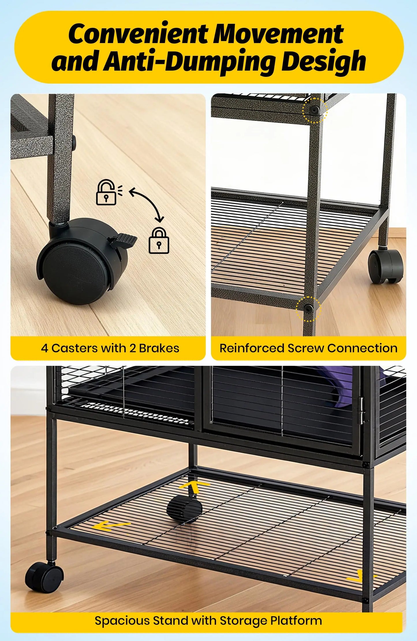 HiMISS Large Multi-Level Small Animal Cage With Ramp And Tray
