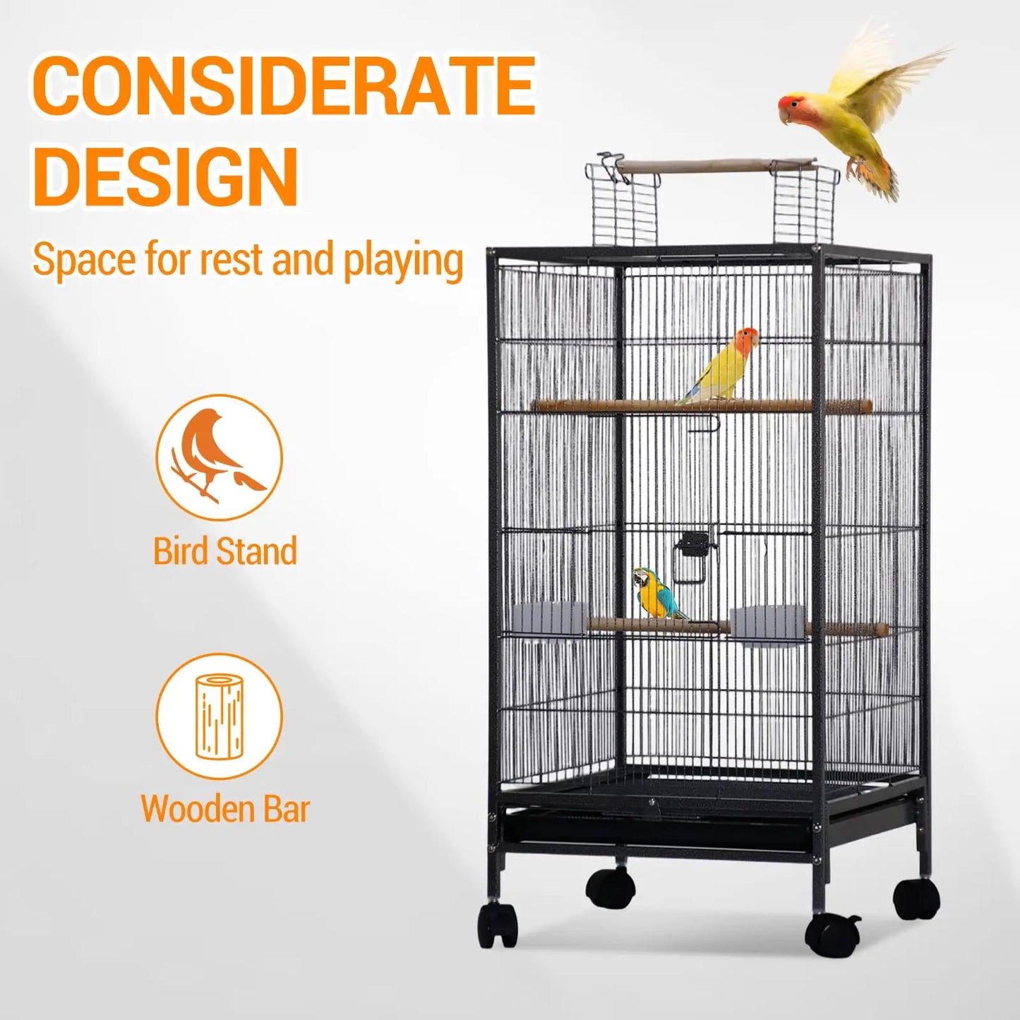 Studyset Small Bird Cage With Top Stand And Wheels